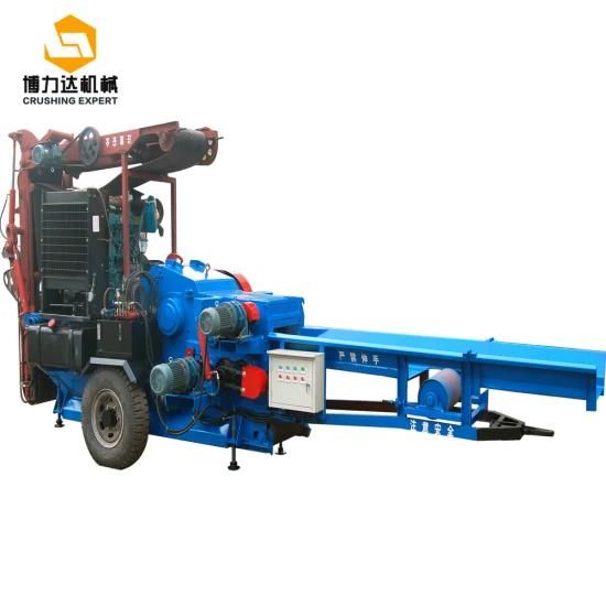 Process Wood Log Branches Cutting Chips Into 3-5cm Mobile Wood Chipping Industrial Wood ...