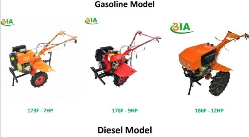 Diesel Engine Agricultural Machinery Mini Walking Tractor Power Tiller with Light