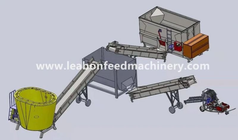 Powerful Vertical Type Tmr Cattle Feed Grinder and Mixer for Dairy Farm