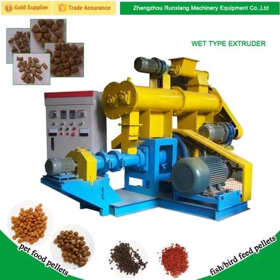 Steam Style Fish Birds Poultry Wet Way Extruding Floating Fish Feed Machine