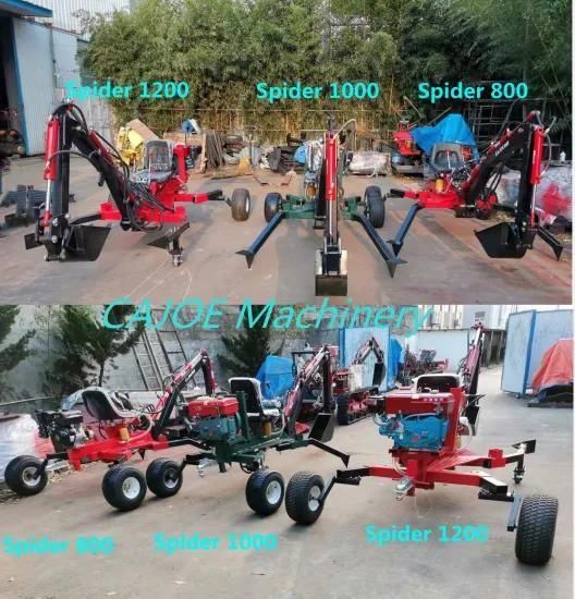 5-15 HP Petrol Engine 140 Degree Swing Angle Mini Excavator Backhoe with Transport Casters
