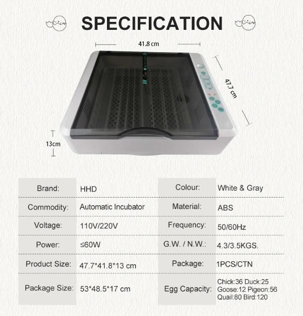New Model 36 Egg Incubator 98% Hatching Rate Fully Automatic China