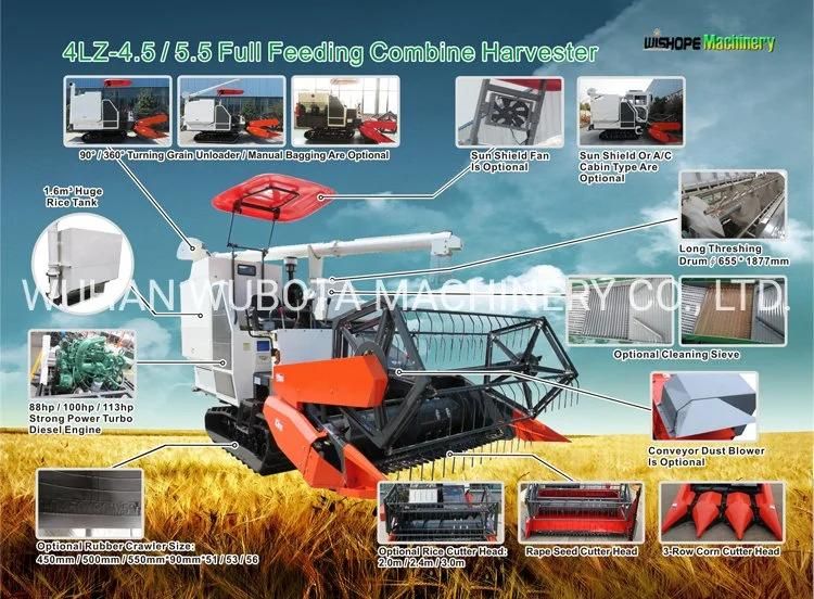 4lz-4.5 Rice / Wheat Combine Harvester with Hydraulic Gearbox
