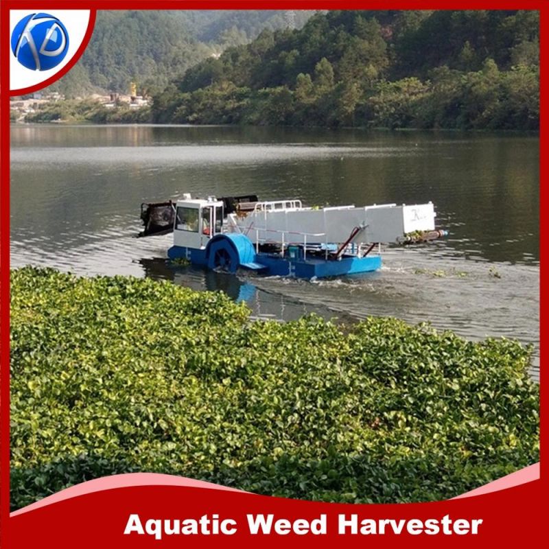 Aquatic Weed Pusher Boat with Storage Barge