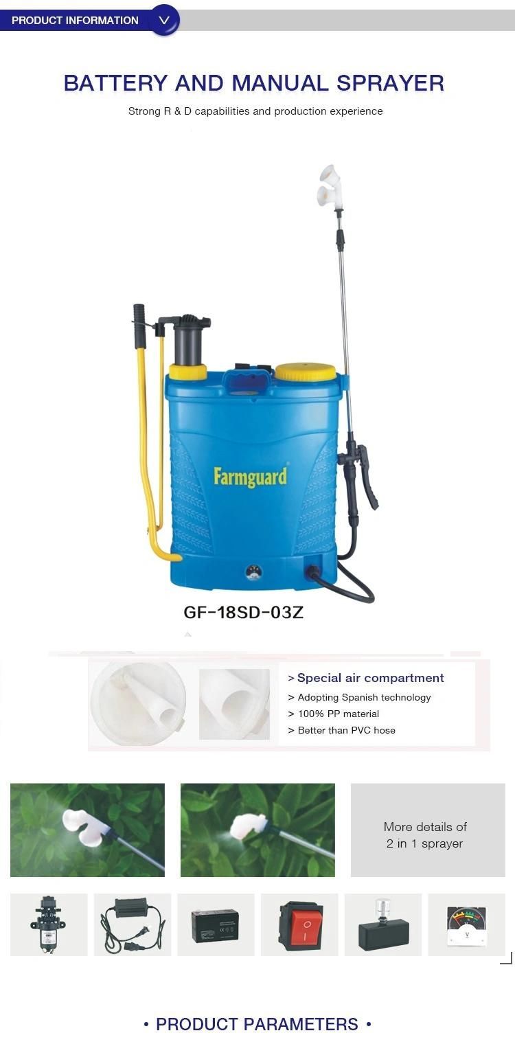 Factory Best Price 18L 2 in 1 Plastic Material Hand and Battery Spray Machine Sprayer GF-18SD-03z