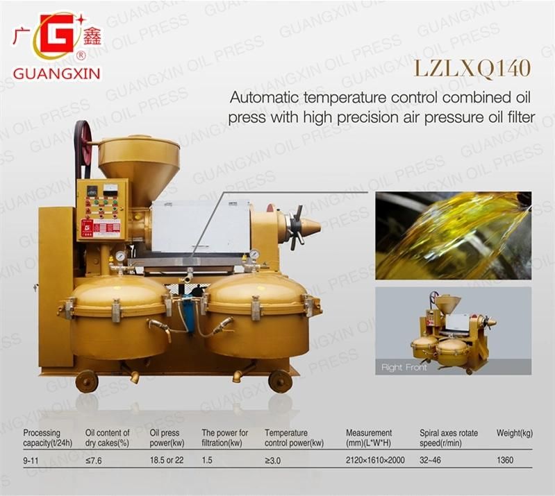 10tpd Capacity Edible Oil Pressing Machine Guangxin Yzlxq140 Sesame Oil Extraction Machine