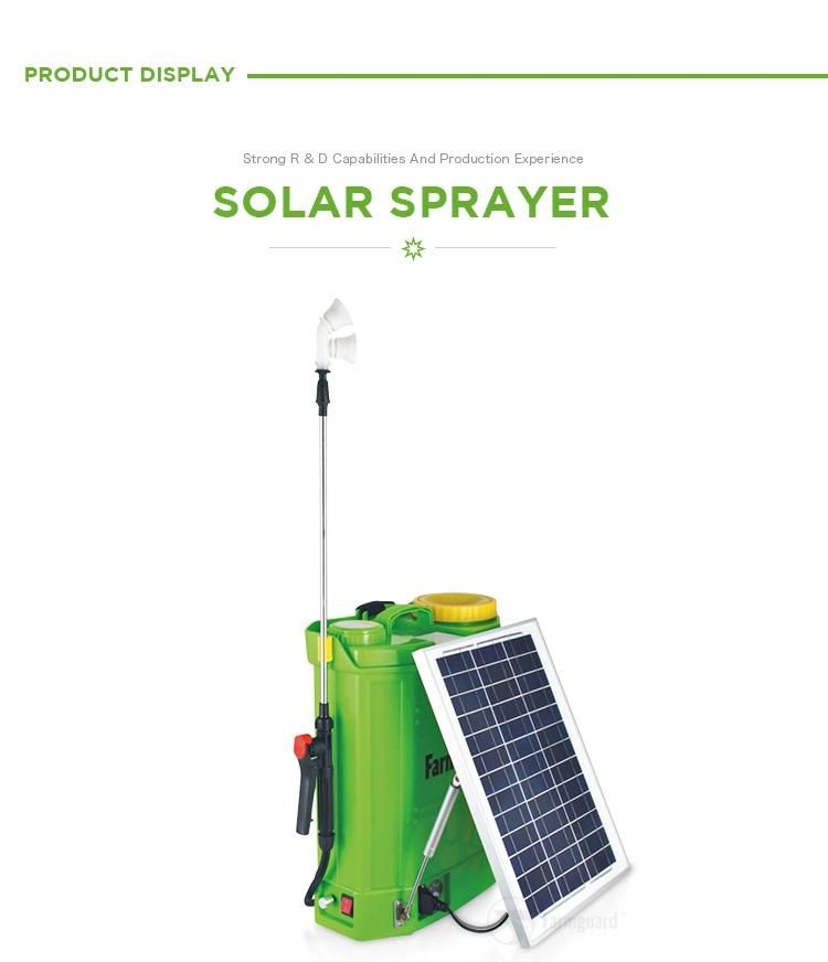 Comfortable Simple Installation ISO9001 High Efficacy Backpack Solar and Batter Sprayer