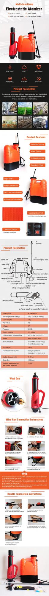 Battery Spray Fogger Machine Personal Professional Electrostatic Spray Gun