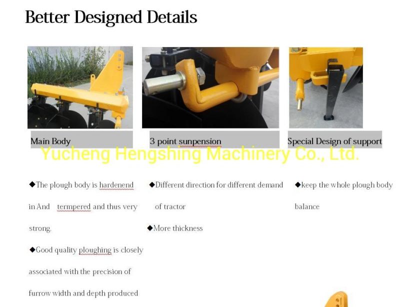 Agricultural Implements Tractor Machine Tube Disc Plough in 3 Discs Africa Disc Plough Farm Tractor Disc Plough Baldan Type 3 Disc Plough Mounted Disc Plough