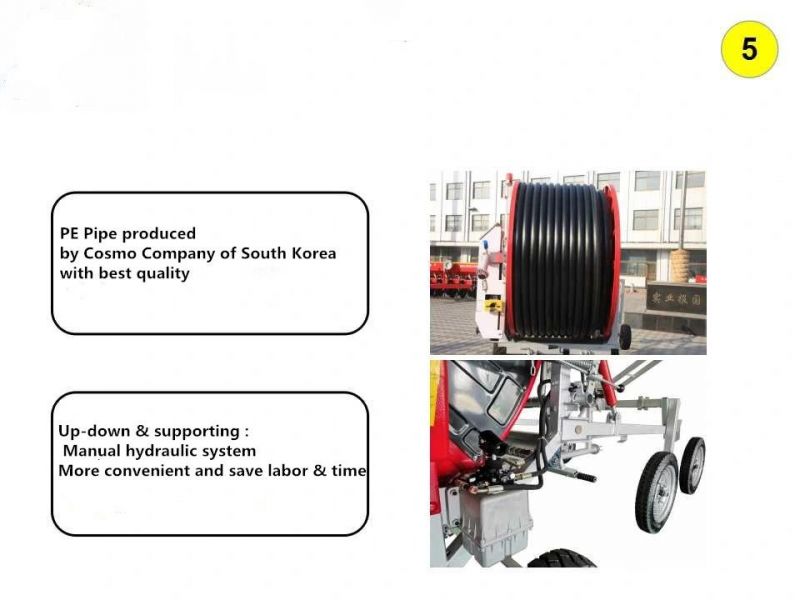 High Productivity of Agricultural Two Wheels Jp 75-300 Hose Reel Water Irrigation Sprinkler Equipment, Farm Machine
