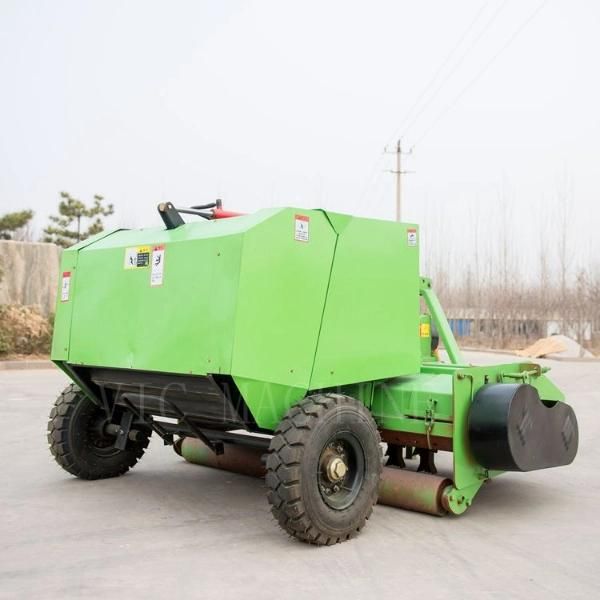 Mobile hay baler with tractor driven