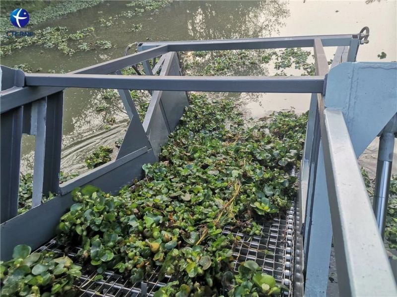 Floating Garbage Collecting Aquatic Grass Plant Harvester for River Cleaning