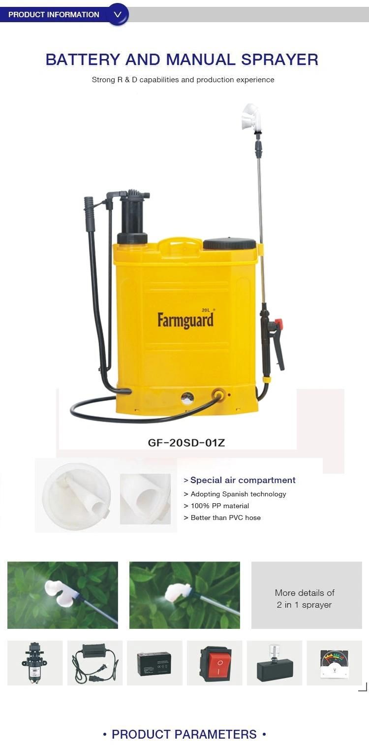 20L Battery & Manual Knapsack Sprayer for Agriculture