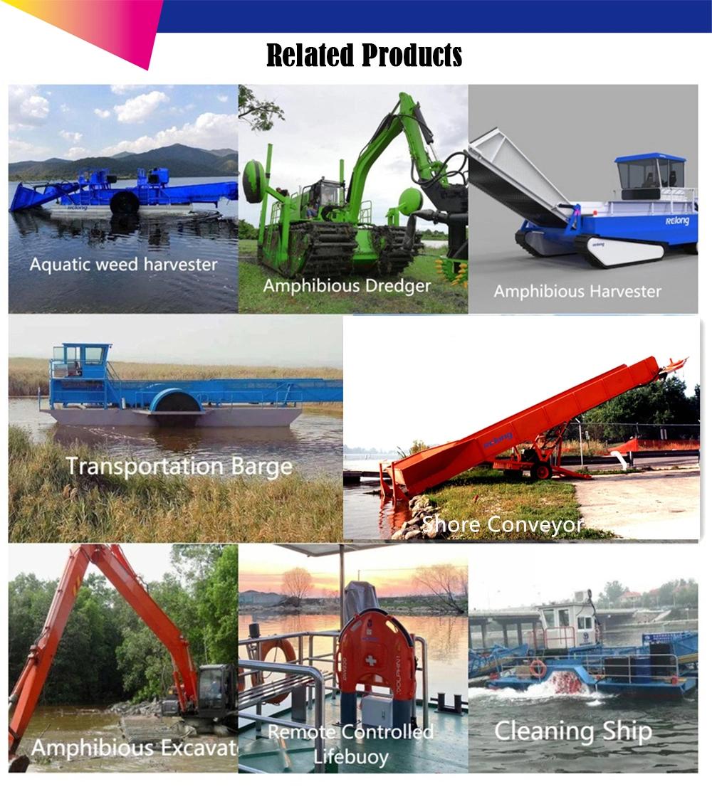 New Design High Quality Stainless Steel/Iron Water Hyacinth New Design Iron Hydraulic Motor Amphibious Harvesters for Lake Pond River Manufacturer China