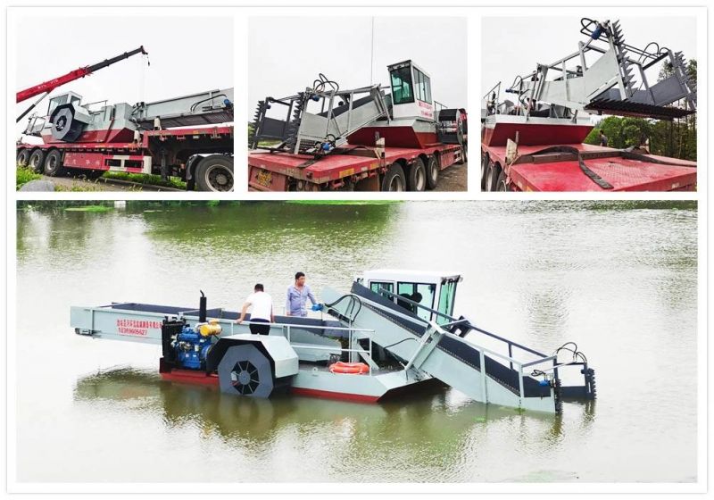 Full Automatic Trash Skimmer River and Lake Cleaning Boat Aquatic Weed Harveste