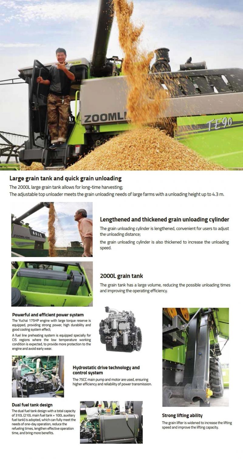 Zoomlin Wheeled Grain Combine Harvester Wheat Corn Rice Sorghum and Rape