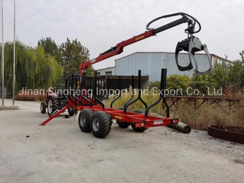 Forest Trailer with Grapple Crane for Log / Timber / Sugarcane / Bamboo / Palm Fruit