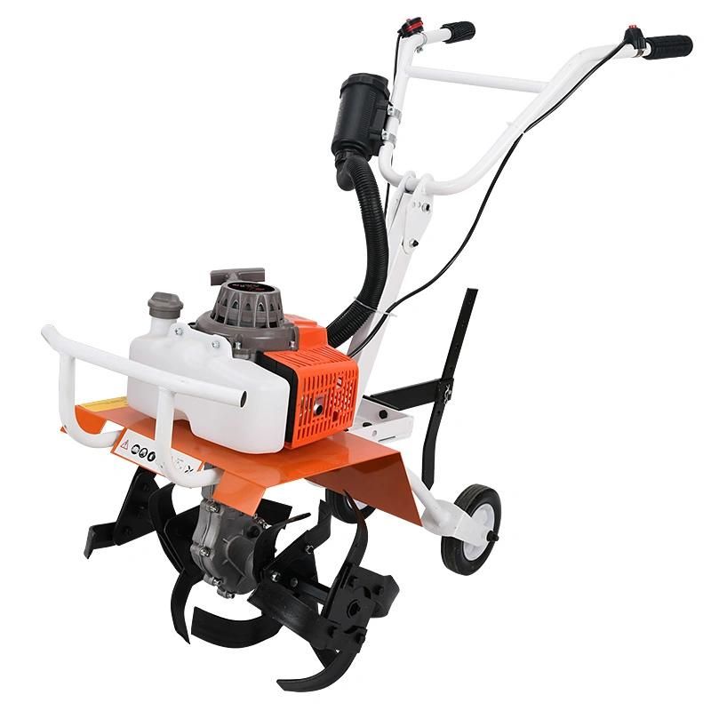 Mini Tiller Cultivator, Powerful 63cc 2-Cycle Viper Engine, Gear Drive Transmission, Height Adjustable Wheels,