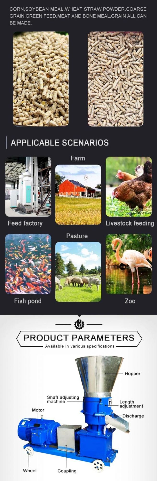 Animal Use Farming and Fishing Feed Fodder Machine