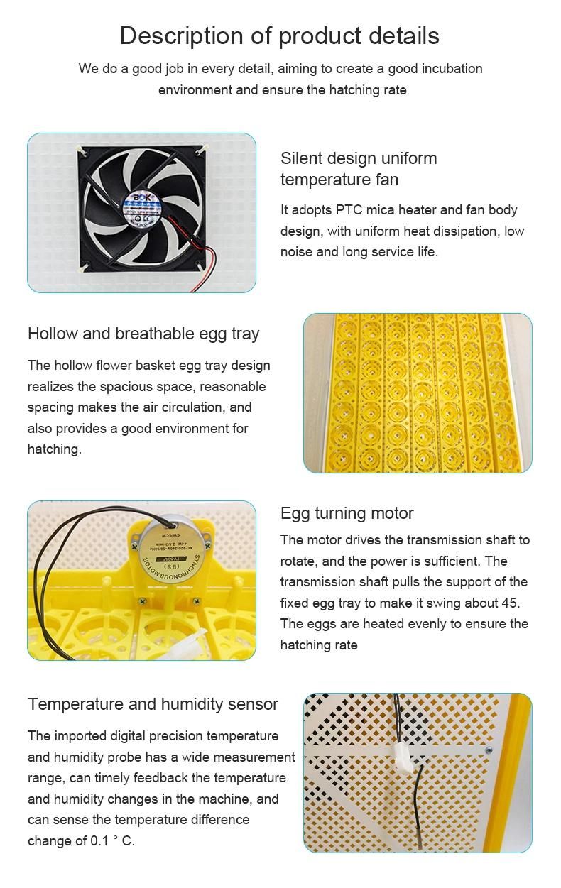 48 56 Chicken Eggs Hatching Machine Full Automatic Eggs Incubator