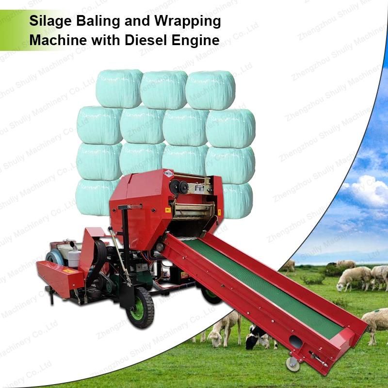 Diesel Engine Grass Hay Corn Silage Baling and Wrapping Packing Machine