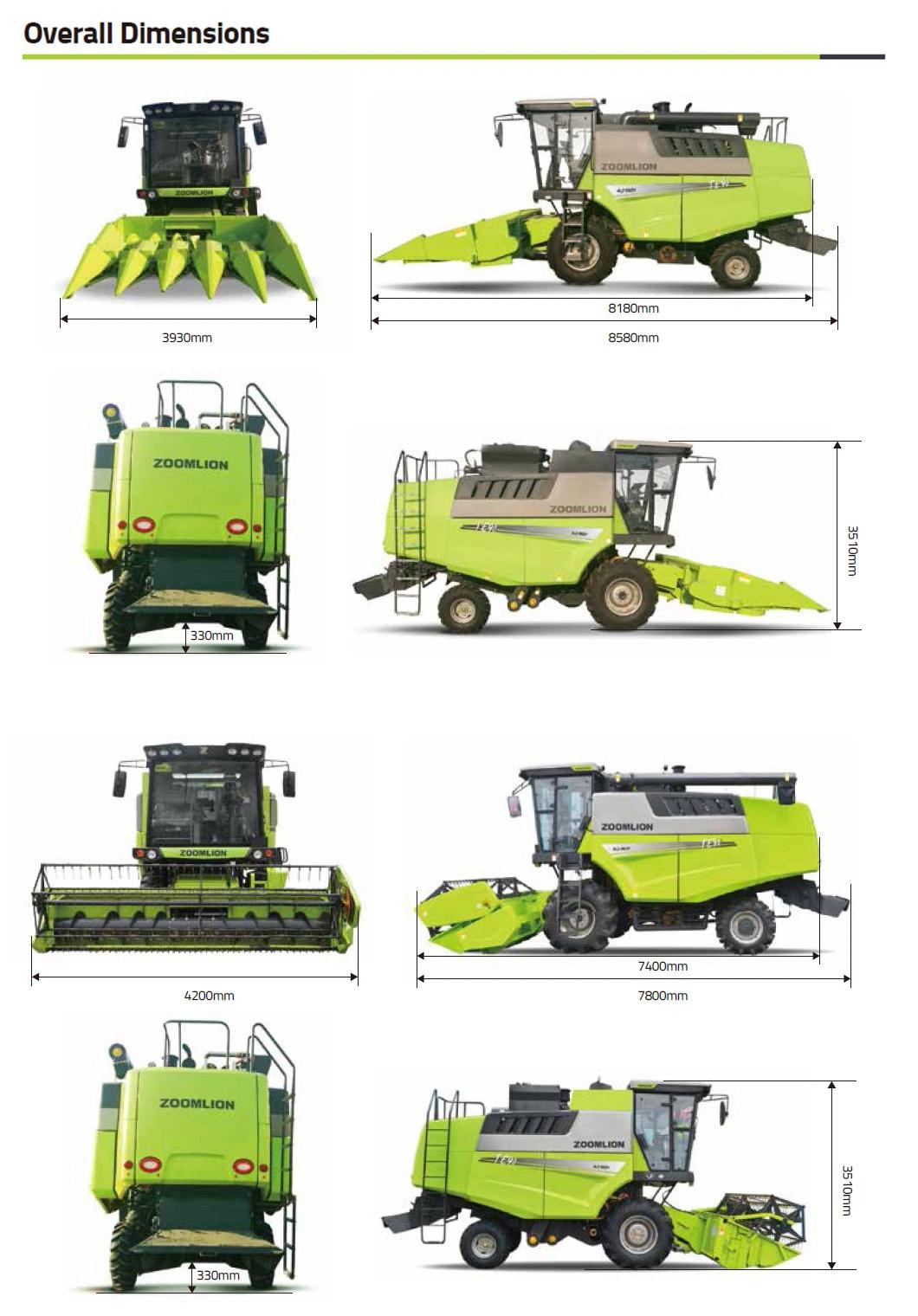 Wheeled Type Grain Combine Harvester Agricultural Machinery