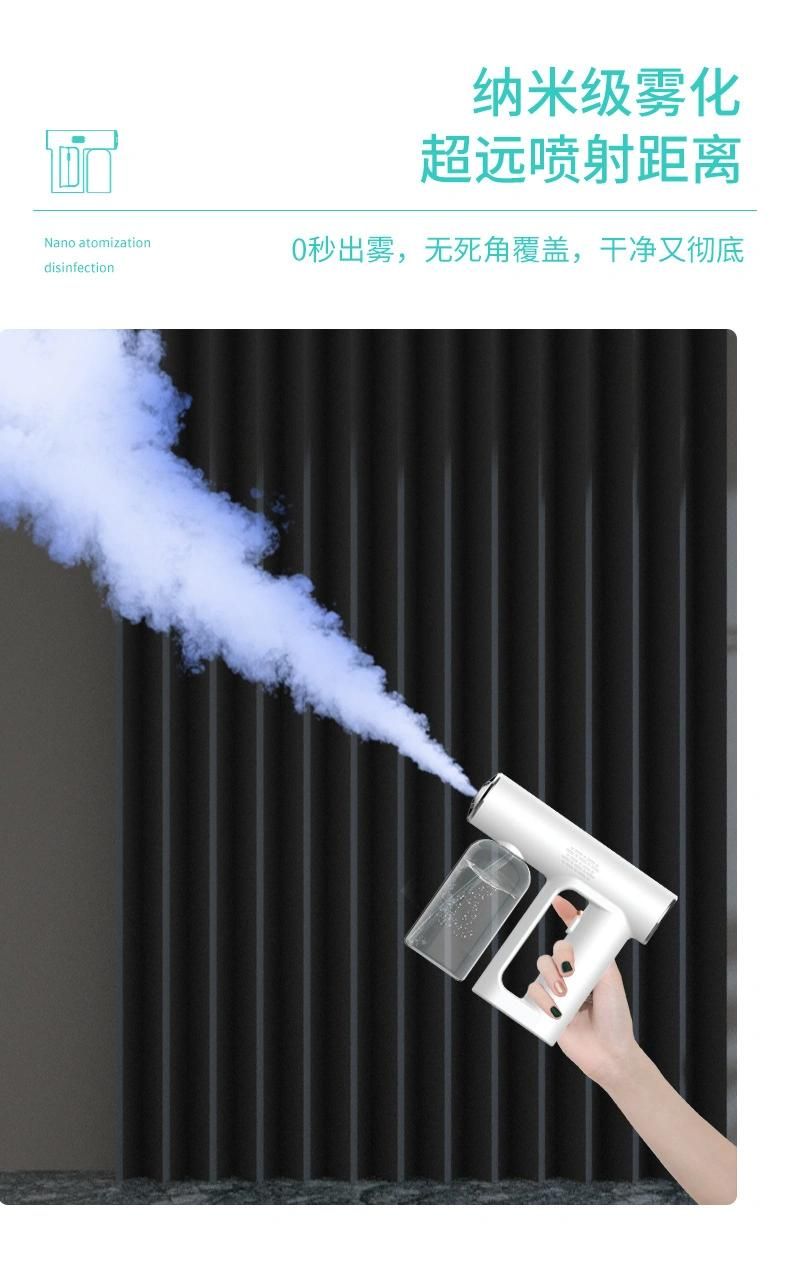 Portable USB Rechargeable UV Blue Light Spray Disinfection Gun Nano Atomizer Sprayer for Home Office School Garden