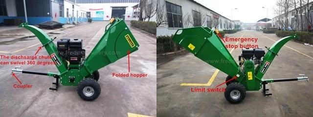Towable Wood Crusher with Emergency Stop 5 Inches Chipper Shredder