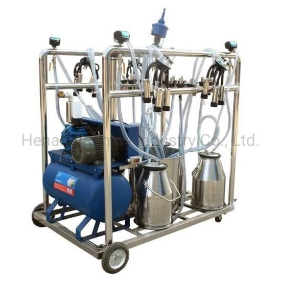 Portable Goat Cow Milking Machine with Double Buckets and Engines