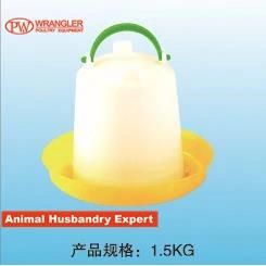 Poultry Drinker with Yellow Base Green Handle
