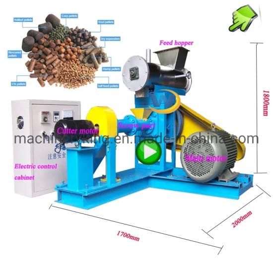 Wet Way Dog Feed Pellet Extruder/Floating Fish Feed Puffing Machine/Cat Feed Making ...