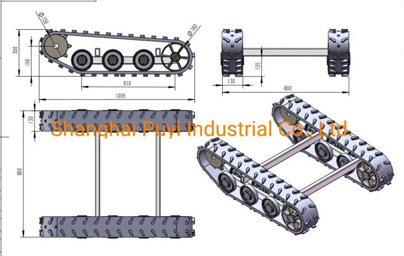 Py-130 Rubber Track Undercarriage for Grass Machinery Parts