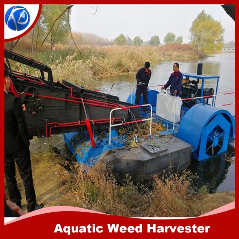 Aquatic Weed Pusher Boat with Storage Barge