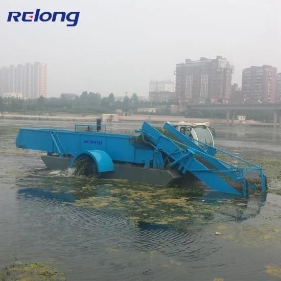 Small River Aquatic Plant Floating Garbage Cleaning Weed Cutting Dredger Boat