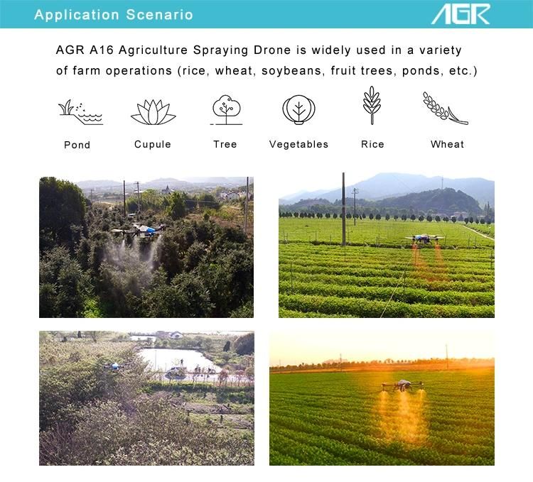 Agr 16L Big Capacity Agriculture Pesticide Spray Drone Uav for Farming