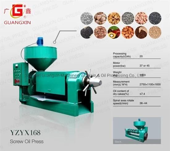 Yzyx168 Screw Oil Processing Machine Oil Press 20ton Per Day
