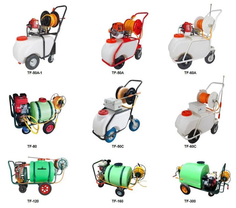 500L Trolley Type Gasoline Engine Agriculture Pump Power Sprayers with Hose Reel and Wheels
