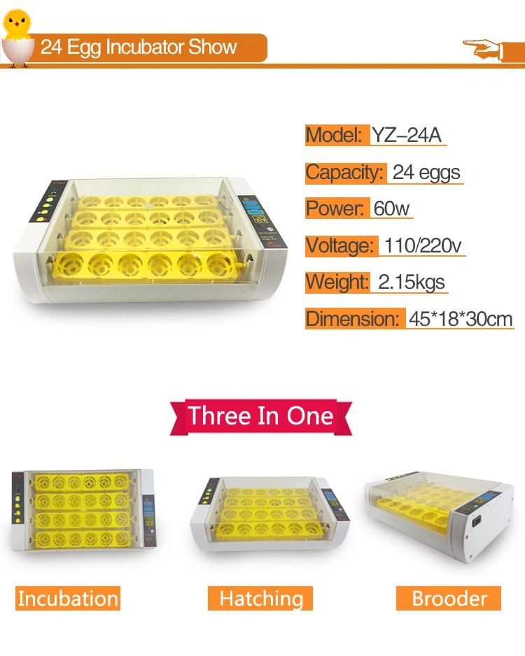 Holding 24 Eggs New Promotion Poultry Equipment Egg Incubator Egg Hatching Incubator Price